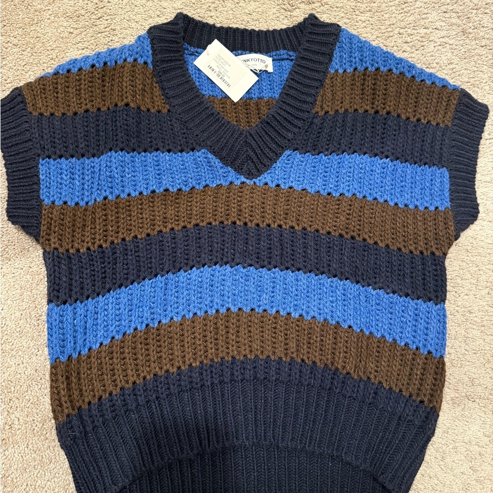 Pinkyotto Navy and Brown Knit Vest